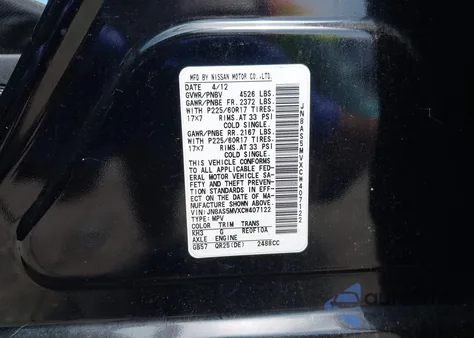 2012 Nissan Rogue Sv из США, поврежденный, VIN JN8AS5MVXCW407122